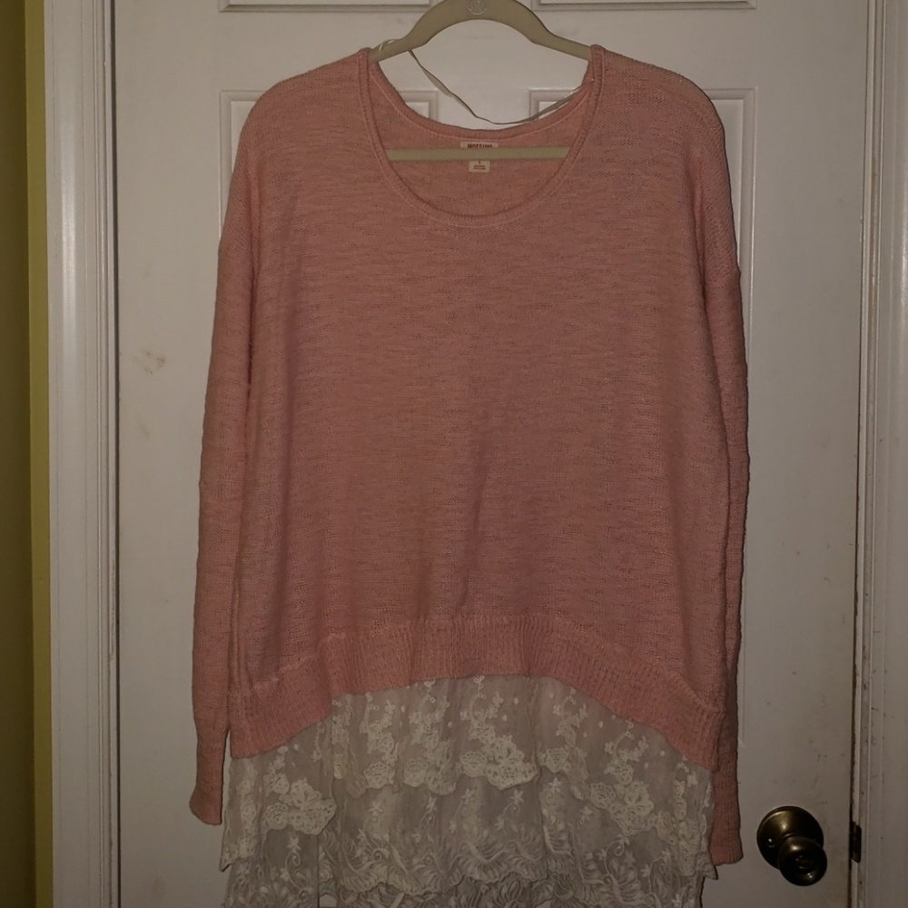 Mossimo pink & cream sweater